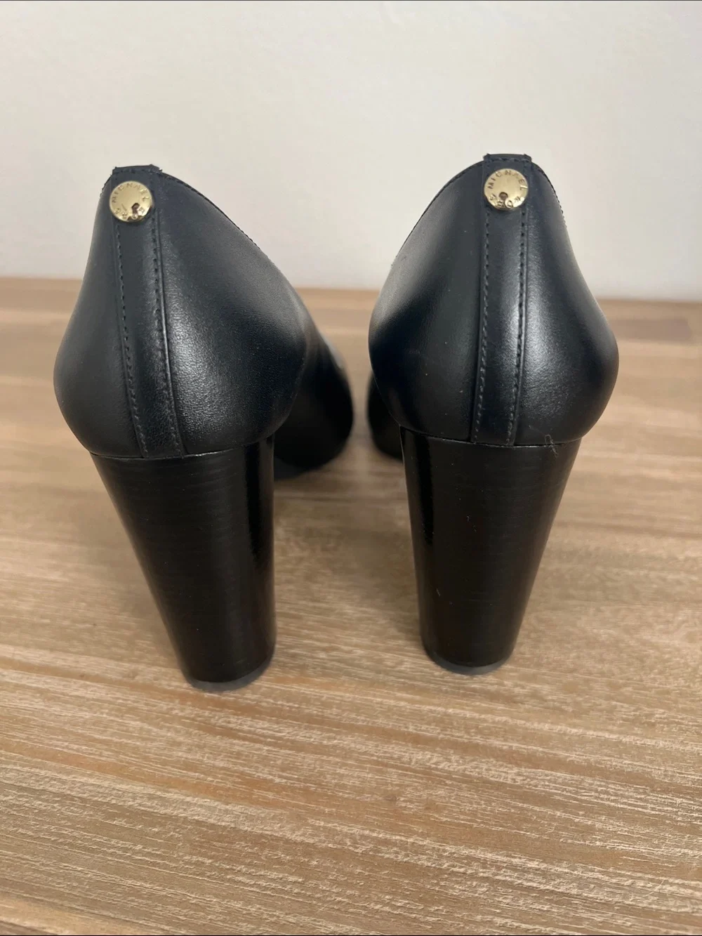 Michael Kors Black Leather Round-Toe Pumps